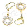 Oro Laminado Long Earring, Gold Filled Style with White Cubic Zirconia, Polished, Golden Finish, 02.387.0054