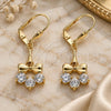 Oro Laminado Long Earring, Gold Filled Style Bow Design, with White Cubic Zirconia, Polished, Golden Finish, 02.387.0065