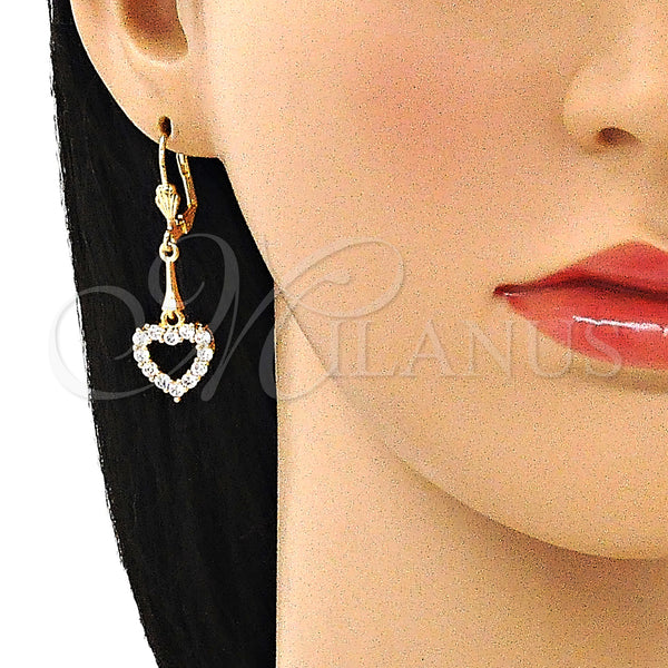 Gold Filled Ring — Long Earring Heart Design with White Cubic Zirconia — alternate product view — SKU 145871 | Oro Laminado anillo — Long Earring corazón diseño with blanco Cubic Zirconia — SKU 145871