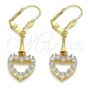 Gold Filled Ring — Long Earring Heart Design with White Cubic Zirconia — main product view — SKU 145871 | Oro Laminado anillo — Long Earring corazón diseño with blanco Cubic Zirconia — SKU 145871
