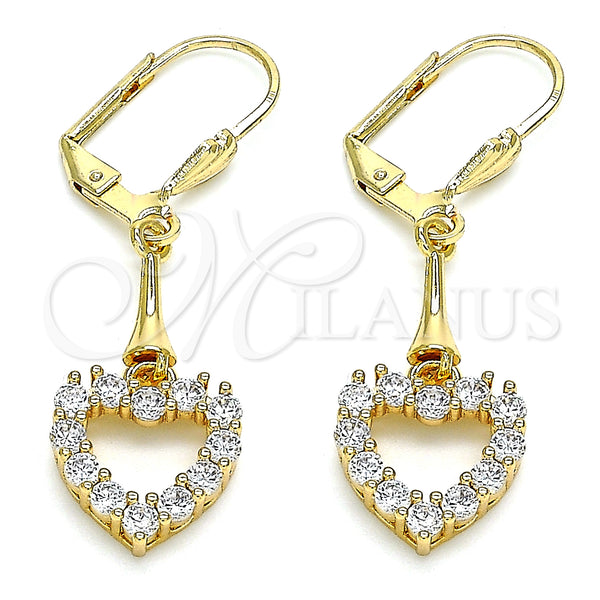 Gold Filled Ring — Long Earring Heart Design with White Cubic Zirconia — main product view — SKU 145871 | Oro Laminado anillo — Long Earring corazón diseño with blanco Cubic Zirconia — SKU 145871