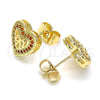 Gold Filled Ring — Stud Earring Heart and Bow Design with Garnet — alternate product view — SKU 145889 | Oro Laminado anillo — Stud Earring corazón and Bow diseño with Garnet — SKU 145889