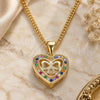 Oro Laminado Pendant Necklace, Gold Filled Style Heart and Bow Design, with Multicolor Micro Pave, Polished, Golden Finish, 04.156.0462.2.20 (02 MM Thickness, 20 Inches Length)