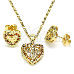 Gold Filled Ring — Earring and Pendant Adult Set Heart and Bow — main product view — SKU 145895 | Oro Laminado anillo — Earring and Pendant Adult Set corazón and Bow — SKU 145895