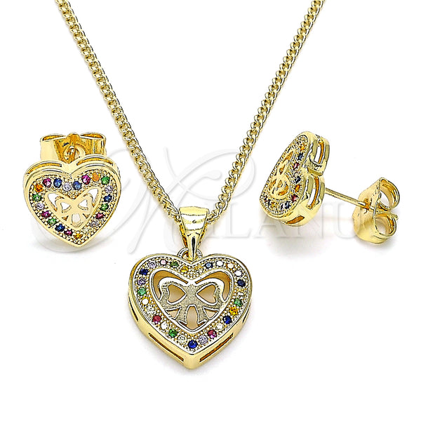 Gold Filled Ring — Earring and Pendant Adult Set Heart and Bow — main product view — SKU 145896 | Oro Laminado anillo — Earring and Pendant Adult Set corazón and Bow — SKU 145896
