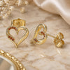 Oro Laminado Stud Earring, Gold Filled Style Heart Design, with Garnet Micro Pave, Polished, Golden Finish, 02.156.0486.2