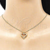 Oro Laminado Pendant Necklace, Gold Filled Style Heart Design, with Garnet Micro Pave, Polished, Golden Finish, 04.156.0351.2.20 (02 MM Thickness, 20 Inches Length)