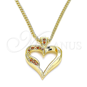 Gold Filled Necklace — Pendant Necklace Heart Design with Garnet Micro Pave — main product view — SKU 145900 | Oro Laminado collar — Pendant Necklace corazón diseño with Garnet Micro Pave — SKU 145900