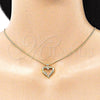 Oro Laminado Pendant Necklace, Gold Filled Style Heart Design, with Multicolor Micro Pave, Polished, Golden Finish, 04.156.0351.3.20 (02 MM Thickness, 20 Inches Length)