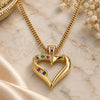 Oro Laminado Pendant Necklace, Gold Filled Style Heart Design, with Multicolor Micro Pave, Polished, Golden Finish, 04.156.0351.3.20 (02 MM Thickness, 20 Inches Length)