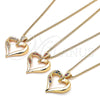 Oro Laminado Pendant Necklace, Gold Filled Style Heart Design, with Multicolor Micro Pave, Polished, Golden Finish, 04.156.0351.3.20 (02 MM Thickness, 20 Inches Length)