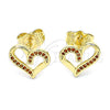 Gold Filled Ring — Stud Earring Heart Design with Garnet Micro Pave — alternate product view — SKU 145904 | Oro Laminado anillo — Stud Earring corazón diseño with Garnet Micro Pave — SKU 145904