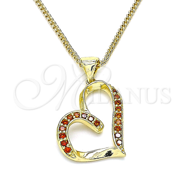 Gold Filled Necklace — Pendant Necklace Heart Design with White Micro Pave — main product view — SKU 145905 | Oro Laminado collar — Pendant Necklace corazón diseño with blanco Micro Pave — SKU 145905