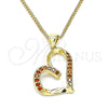 Oro Laminado Pendant Necklace, Gold Filled Style Heart Design, with White Micro Pave, Polished, Golden Finish, 04.156.0030.2.20 (02 MM Thickness, 20 Inches Length)