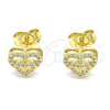 Gold Filled Ring — Stud Earring Heart Design with White Micro Pave — alternate product view — SKU 145908 | Oro Laminado anillo — Stud Earring corazón diseño with blanco Micro Pave — SKU 145908