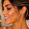 Gold Filled Ring — Stud Earring Heart Design with Garnet Micro Pave — alternate product view — SKU 145909 | Oro Laminado anillo — Stud Earring corazón diseño with Garnet Micro Pave — SKU 145909