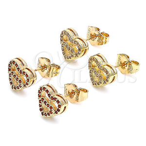 Gold Filled Ring — Stud Earring Heart Design with Garnet Micro Pave — main product view — SKU 145909 | Oro Laminado anillo — Stud Earring corazón diseño with Garnet Micro Pave — SKU 145909