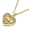 Oro Laminado Pendant Necklace, Gold Filled Style Heart Design, with Garnet Micro Pave, Polished, Golden Finish, 04.156.0031.2.20 (02 MM Thickness, 20 Inches Length)