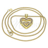 Oro Laminado Pendant Necklace, Gold Filled Style Heart Design, with Garnet Micro Pave, Polished, Golden Finish, 04.156.0031.2.20 (02 MM Thickness, 20 Inches Length)