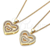 Oro Laminado Pendant Necklace, Gold Filled Style Heart Design, with Garnet Micro Pave, Polished, Golden Finish, 04.156.0031.2.20 (02 MM Thickness, 20 Inches Length)