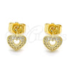 Gold Filled Ring — Stud Earring Heart Design with White Micro Pave — alternate product view — SKU 145913 | Oro Laminado anillo — Stud Earring corazón diseño with blanco Micro Pave — SKU 145913