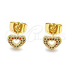 Gold Filled Ring — Stud Earring Heart Design with Garnet Micro Pave — alternate product view — SKU 145914 | Oro Laminado anillo — Stud Earring corazón diseño with Garnet Micro Pave — SKU 145914