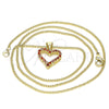 Oro Laminado Pendant Necklace, Gold Filled Style Heart Design, with Garnet Micro Pave, Polished, Golden Finish, 04.156.0049.2.20 (02 MM Thickness, 20 Inches Length)