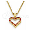 Oro Laminado Pendant Necklace, Gold Filled Style Heart Design, with Garnet Micro Pave, Polished, Golden Finish, 04.156.0049.2.20 (02 MM Thickness, 20 Inches Length)