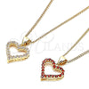 Oro Laminado Pendant Necklace, Gold Filled Style Heart Design, with Garnet Micro Pave, Polished, Golden Finish, 04.156.0049.2.20 (02 MM Thickness, 20 Inches Length)