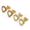 Gold Filled Ring — Stud Earring Heart Design with Garnet Micro Pave — alternate product view — SKU 145928 | Oro Laminado anillo — Stud Earring corazón diseño with Garnet Micro Pave — SKU 145928