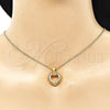 Oro Laminado Pendant Necklace, Gold Filled Style Heart Design, with Garnet Micro Pave, Polished, Golden Finish, 04.156.0060.2.20 (02 MM Thickness, 20 Inches Length)