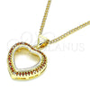 Oro Laminado Pendant Necklace, Gold Filled Style Heart Design, with Garnet Micro Pave, Polished, Golden Finish, 04.156.0060.2.20 (02 MM Thickness, 20 Inches Length)