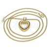 Oro Laminado Pendant Necklace, Gold Filled Style Heart Design, with Garnet Micro Pave, Polished, Golden Finish, 04.156.0060.2.20 (02 MM Thickness, 20 Inches Length)