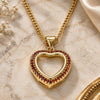 Oro Laminado Pendant Necklace, Gold Filled Style Heart Design, with Garnet Micro Pave, Polished, Golden Finish, 04.156.0060.2.20 (02 MM Thickness, 20 Inches Length)