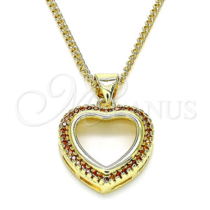 Gold Filled Necklace — Pendant Necklace Heart Design with Garnet Micro Pave — main product view — SKU 145929 | Oro Laminado collar — Pendant Necklace corazón diseño with Garnet Micro Pave — SKU 145929