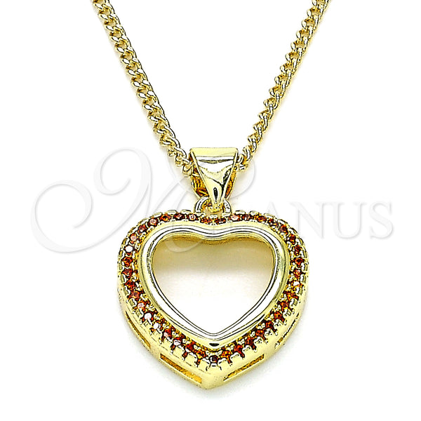 Gold Filled Necklace — Pendant Necklace Heart Design with Garnet Micro Pave — main product view — SKU 145929 | Oro Laminado collar — Pendant Necklace corazón diseño with Garnet Micro Pave — SKU 145929
