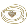 Oro Laminado Pendant Necklace, Gold Filled Style Heart and Love Design, with Garnet Micro Pave, Polished, Golden Finish, 04.156.0076.2.20 (02 MM Thickness, 20 Inches Length)