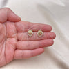 Oro Laminado Stud Earring, Gold Filled Style Mom and Heart Design, with White Micro Pave, Polished, Golden Finish, 02.156.0627