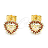 Gold Filled Ring — Stud Earring Mom and Heart Design with Garnet — alternate product view — SKU 145938 | Oro Laminado anillo — Stud Earring Mom and corazón diseño with Garnet — SKU 145938