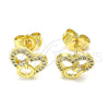 Gold Filled Ring — Stud Earring Heart Design with White Micro Pave — alternate product view — SKU 145944 | Oro Laminado anillo — Stud Earring corazón diseño with blanco Micro Pave — SKU 145944