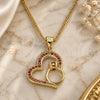Oro Laminado Pendant Necklace, Gold Filled Style Heart Design, with Garnet Micro Pave, Polished, Golden Finish, 04.156.0103.2.20 (02 MM Thickness, 20 Inches Length)