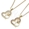 Oro Laminado Pendant Necklace, Gold Filled Style Heart Design, with Garnet Micro Pave, Polished, Golden Finish, 04.156.0103.2.20 (02 MM Thickness, 20 Inches Length)