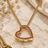 Oro Laminado Pendant Necklace, Gold Filled Style Heart Design, with Garnet Micro Pave, Polished, Golden Finish, 04.156.0131.1.20 (02 MM Thickness, 20 Inches Length)