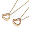 Oro Laminado Pendant Necklace, Gold Filled Style Heart Design, with Garnet Micro Pave, Polished, Golden Finish, 04.156.0131.1.20 (02 MM Thickness, 20 Inches Length)