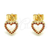 Gold Filled Ring — Stud Earring Heart Design with Garnet Micro Pave — alternate product view — SKU 145949 | Oro Laminado anillo — Stud Earring corazón diseño with Garnet Micro Pave — SKU 145949