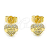 Gold Filled Ring — Stud Earring Mom and Heart Design with White — alternate product view — SKU 145954 | Oro Laminado anillo — Stud Earring Mom and corazón diseño with blanco — SKU 145954