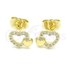 Gold Filled Ring — Stud Earring Heart Design with White Micro Pave — alternate product view — SKU 145957 | Oro Laminado anillo — Stud Earring corazón diseño with blanco Micro Pave — SKU 145957
