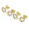 Gold Filled Ring — Stud Earring Heart Design with White Micro Pave — alternate product view — SKU 145957 | Oro Laminado anillo — Stud Earring corazón diseño with blanco Micro Pave — SKU 145957