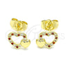 Gold Filled Ring — Stud Earring Heart Design with Garnet and White — alternate product view — SKU 145958 | Oro Laminado anillo — Stud Earring corazón diseño with Garnet and blanco — SKU 145958