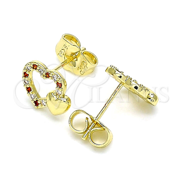 Gold Filled Ring — Stud Earring Heart Design with Garnet and White — alternate product view — SKU 145958 | Oro Laminado anillo — Stud Earring corazón diseño with Garnet and blanco — SKU 145958